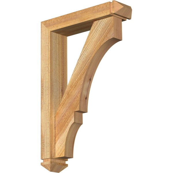 Ekena Millwork Balboa Arts and Crafts Rough Sawn Bracket w/ Offset Brace, Western Red Cedar, 4"W x 16"D x 24"H BKT0402X16X24BOA03RWR - main